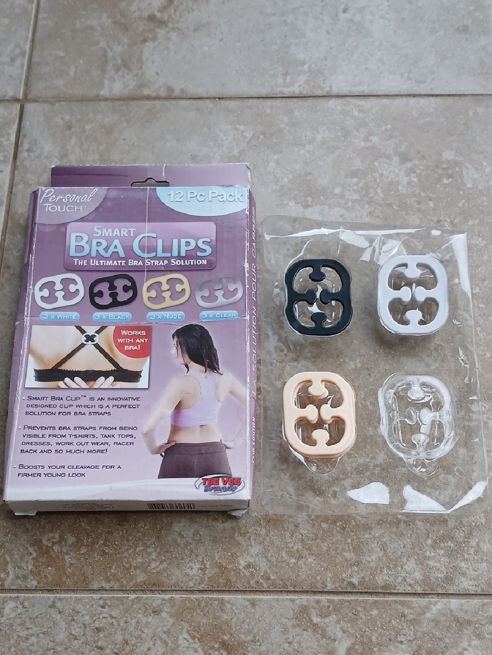 Smart Bra Clips 7-Pack - Black, White, Nude, Clear